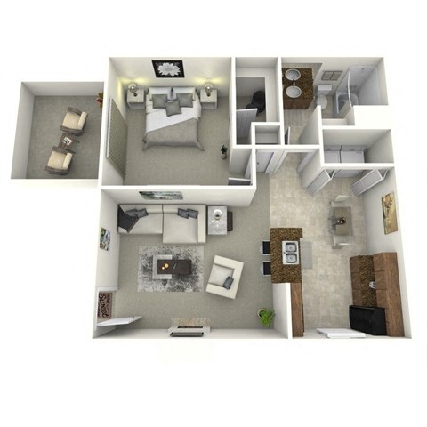 1Bed 1Bath North Floor Plan  at Karric Place of Dublin, Dublin, OH